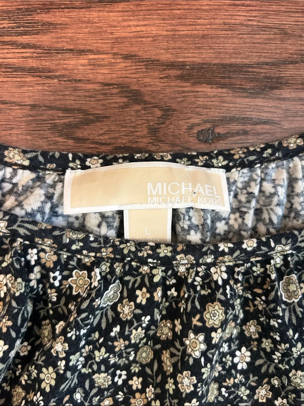 Michael Kors Black Floral Peasant Blouse